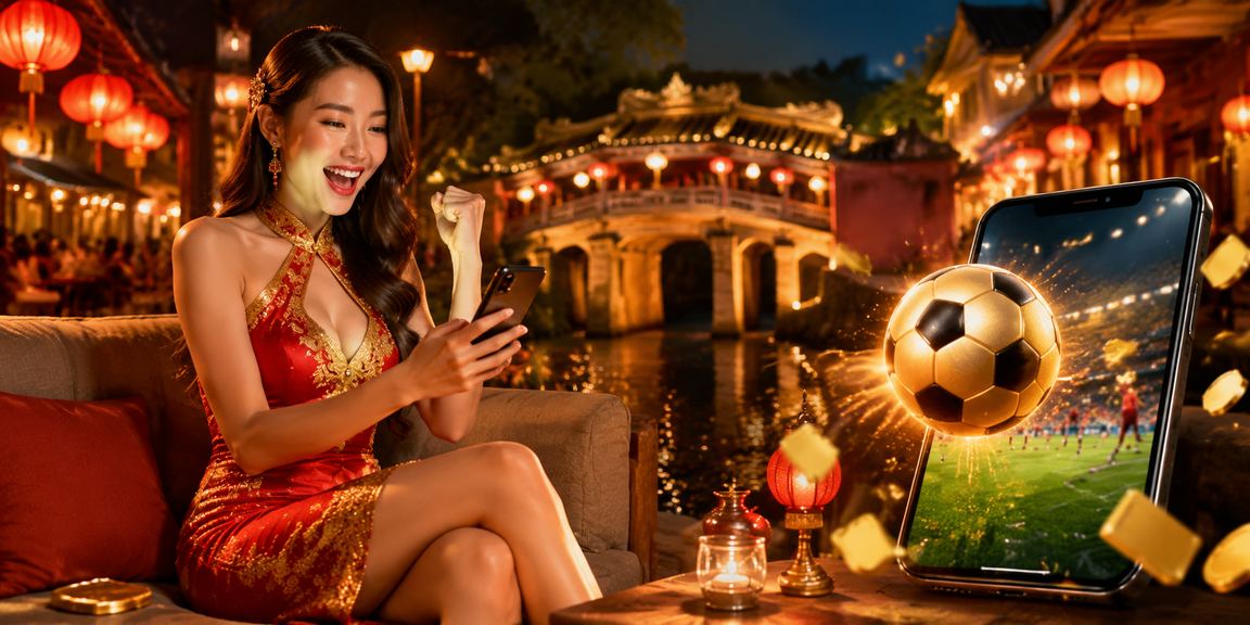 Không khí sôi động tại phố đêm Hội An với người hâm mộ theo dõi kết quả cá cược bóng đá trực tuyến